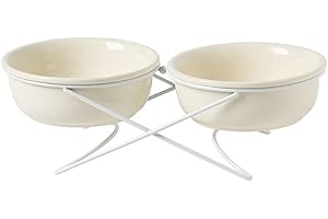 PetPhindU Gamelle Cat Céramique Bowl Dog Bowl avec Support Surélevé 2 Céramique D'aliments pour Chats Gamelle pour Chien Abreuvoir Anti-basculement De La Colonne Vertébrale Protéger Animaux Écuelles