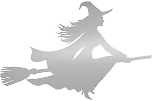 easydruck24de Pegatina de bruja sobre escoba I 15 cm I Plata I para coche, camión, motocicleta, scooter, vehículos, ordenadores portátiles, portátiles, pegatinas, pegatinas de bruja I kfz_521