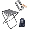 Camping Stool, 16in Tall Large Size Folding Stool with Carry Bag ,Aluminum Alloy Bracketï¼Å’1.5lbs Lightweight , Load Capacity to 300lbs, for Outdoor, Travel, Hiking, BBQ, Fishing, Beach(Grey)