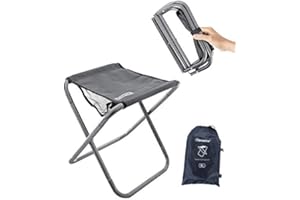 LFSEMINI Camping Stool, 16in Tall Large Size Folding Stool with Carry Bag ,Aluminum Alloy Bracket，1.5lbs Lightweight , Load Capacity to 300lbs, for Outdoor, Travel, Hiking, BBQ, Fishing, Beach(Grey)