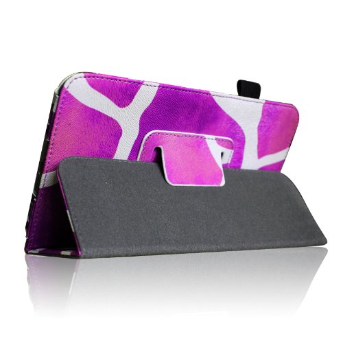 Fintie Samsung Galaxy Tab 3 7.0 (7 Zoll) SM-T210 SM-T211 Hülle Case – Slim Fit Folio Bookstyle Kunstleder Schutzhülle Cover Tasche mit Ständerfunktion und Stylus-Halterung, Giraffe Lila - 6