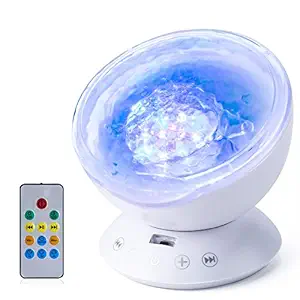 Ocean Projector Light, 7 Colors LED Projection Light, 3.5mm Audio Port with Remote Control for Home Office