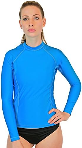 Swim Shirt For Women - Long Sleeve UV 50+ Sun Protection Shirt (Turquoise, Medium)