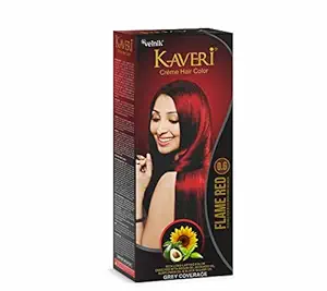Kaveri Crome Hair Color for Unisex With Grey Coverage 45gm+45ml Flame Red (Pack of 1)