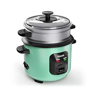 Macook 0.6 L 300-Watts Electric Rice Cooker with 2 Cooking Pans, Measuring Cup, Cooking Plate and Rice Scoop, One-touch Operation and Keep Warm Function, MCIN-00008 (Green)