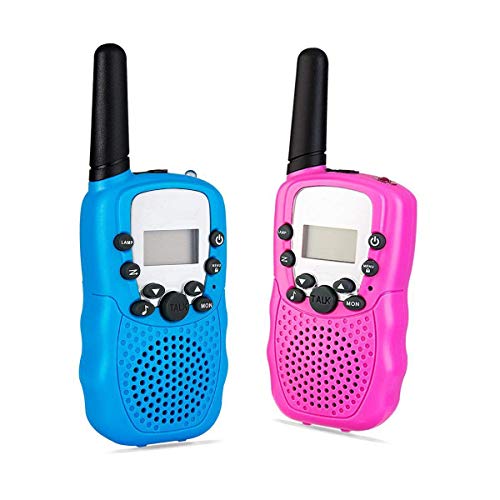 Lomoo® Walkie Talkies para niños 8 Canales de Largo Alcance radios de Dos vías, Juguete de Mano para niños al Aire Libre para el día de los niños/cumpleaños (Rosa y Azul)