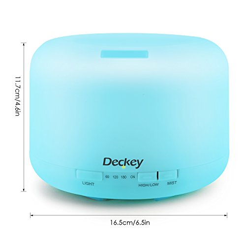 Deckey Aroma Diffuser 500ml Ultraschall Nebel Luftbefeuchter Duftöldiffusoren Raumbefeuchter Purifier LED Farbwechsel für Yoga Kinderzimmer Schlafzimmer Büro weiß - 3