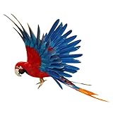 Gazechimp Artificielle Oiseau Plumes en Polyéthylène Perroquet pour Décoration Jardin Artisanat Micro-paysagère X-mas - #4 Bleu et Rouge, 40*15*6cm