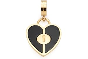 Leonardo Jewels Clip&Mix Liva Anhänger aus Edelstahl, Ketten-Anhänger mit Schloss-Motiv, Herz-Anhänger schwarz/gold, Damen Modeschmuck, 022207