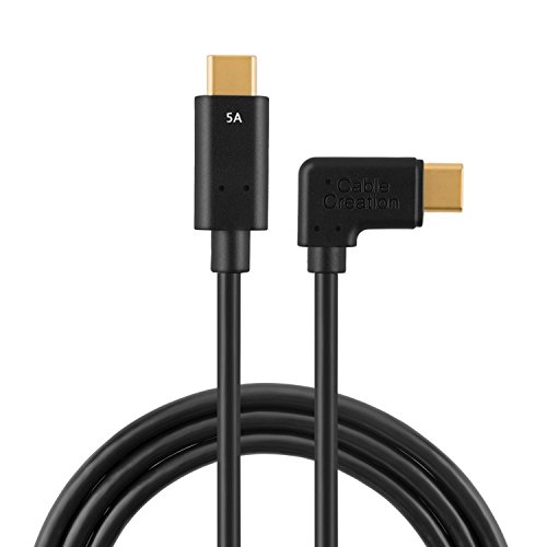 USB Typ C Kabel (5A), CableCreation USB 2.0 USB C zum linken Winkel USB C Kabel für neues Macbook (Pro), Google ChromeBook Pixel, Nexus 5X / 6P, & More, 6 Feet / 1.8M, Schwarz