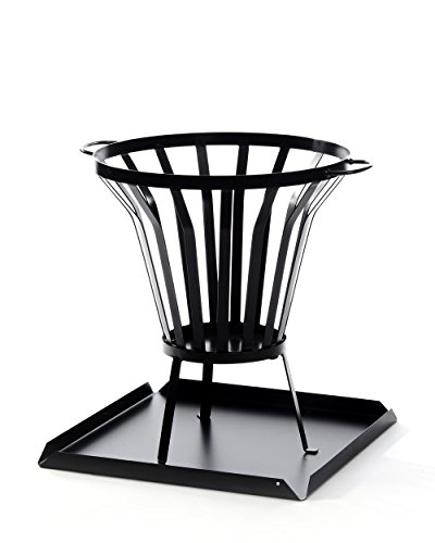 myGardenlust Feuerkorb mit Funkenschutz- Feuerschale groß aus Stahl mit Ascheschale - Feuerstelle für Garten, Terrasse und Balkon 54x54x45cm