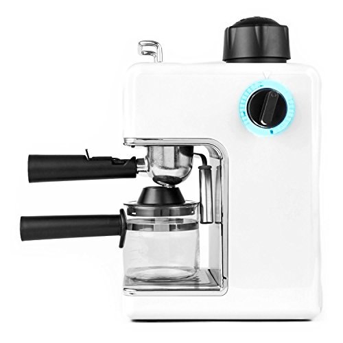 oneConcept Sagrada Nera Espressomaschine Kaffeemaschine (800W Leistung, 3,5 Bar Druckaufbau, Milchaufschäumer, inklusive Glaskanne für 4 Tassen mit Cool-Touch-Griff) weiss-silber - 4