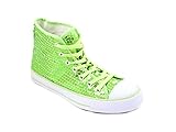 Material: Textel & Synthetik Pailletten Schuhe Glitzer 36-42 Damen & Herren 9 Farben (37, Neon Grün)