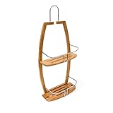 Relaxdays Badregal Bambus H x B x T: ca 62 x 27,5 x 13 cm Duschregal mit 2 Ablagen und verchromten Metall zum Aufhängen mit Wandhalterung als praktische Hängeablage für Ihre Badaccessoires, natur - 3