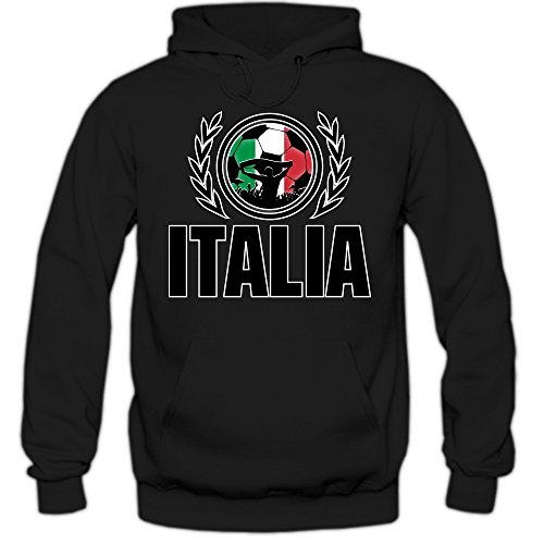 Italien EM 2016 #2 Hoody | Fußball | Herren | Gli Azzurri | Trikot | Nationalmannschaft, Farbe:Schwarz (Black F421);Größe:S