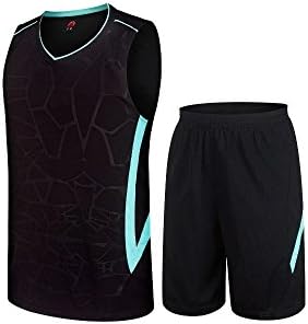 ZEESHANT Mens Sports Basketball Jersey Training Vest Top & Shorts Sets