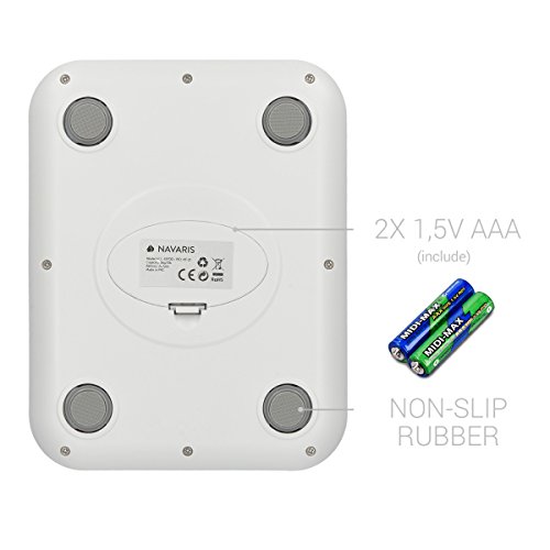 Navaris Digitale Küchenwaage / Genaues Wiegen bis zu 5kg / elektronische Präzisionswaage mit LCD-Display Anzeige / für Küche und Haushalt / mit Tara-Funktion / Inkl. Batterie / in Silber - 6
