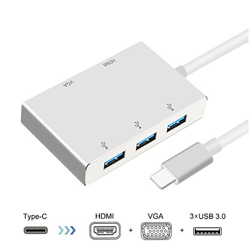 huiheng Adattatore USB Type C a HDMI/USB 3.0 / USB 3.1 Tipo USB 3.1 Type C (Compatibile Thunderbolt 3) USB-C Adattatore multipunto AV Digitale HDMI 4K HDMI per MacBook, Chromebook Pixel e Altro