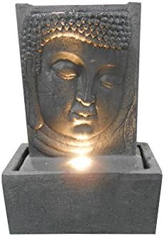 HOMEA 5ftn070 a Statue Plaque Concrete Buddha Head Fountain/Fiberglass Pebble 32 x 17 x 46 cm