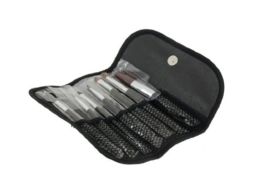7pcs Different Sizes Cosmetic Make-up Brushes Set with Carrying Leather Case (Black)
