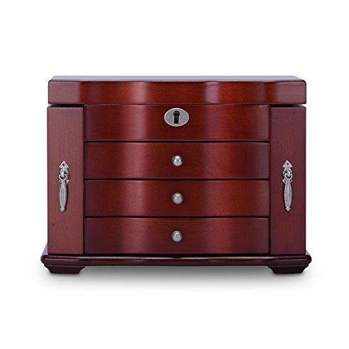 HERITAGE abschließbare Holz Schmuck Kiste mit Schlüssel, Kirsch Farbe Schmuckschatulle Speicherorganisator - 3