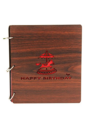 Sehaz Artworks HappyBirthday-9X8 80 Photos Wooden Photo Album for Memorable Gift on Boyfriend Girlfriend, Husband, Wife, Brother, Sister, Mother, Father, BFF Birthdays