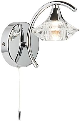 Vegas Modern Ceiling and Wall Lights in Polished Chrome with Crystal Sconces (Single Wall Light)