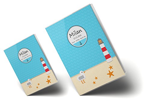 U-Heft Hülle SET Möwe Leuchtturm Untersuchungsheft Hülle & Impfpasshülle personalisierbar mit Namen & Geburtsdatum - 5