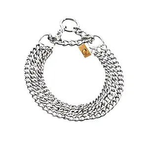 Foodie Puppies Stainless Steel 3 Layer Dog Choke Chain Collar-24 Inch (3 Layer- Silver)