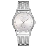squarex Uhren für Damen Business Classic, die Armbanduhr lvpai Damen-Armbanduhr Casual Silikon Gurt Band Quarz Analog Armbanduhr, Damen, Silber, AS Show