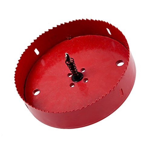 Lochsaege – TOOGOO(R) Spiralbohrer mit Dreikantschaft und Lochsaege, Bimetall, 150 mm Rot - 5