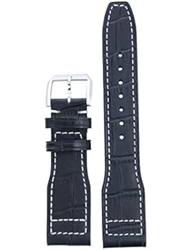 22mm in Premium-Qualität Aviator Uhrenarmbänder schwarz Vintage Kalb Distressed Nubukleder für Luxus Portugieser...