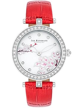Joh. Rothmann Hella Damenuhr Quarzuhr Edelstahl silber/perlmuttweiß 3 ATM Präzisions-Quarzwerk verziert mit Kristallen...
