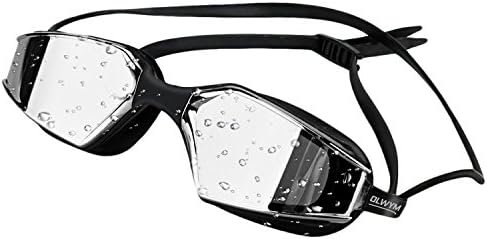 Olwym Swim Goggles - Swimming Goggles For Men Boys Women Adult Youth Children &amp; Kids - Triathlon Non Leak Anti-Fog UV Protection Clear Vision Mirrored- Free Google Case Swim Like Pro (Black - Mirrored Lenses)