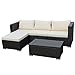 Produktbild SVITA Queens Poly Rattan Sitzgruppe Couch-Set Ecksofa Sofa-Garnitur Gartenmöbel Lounge Grau, Schwarz oder Braun (Schwarz)