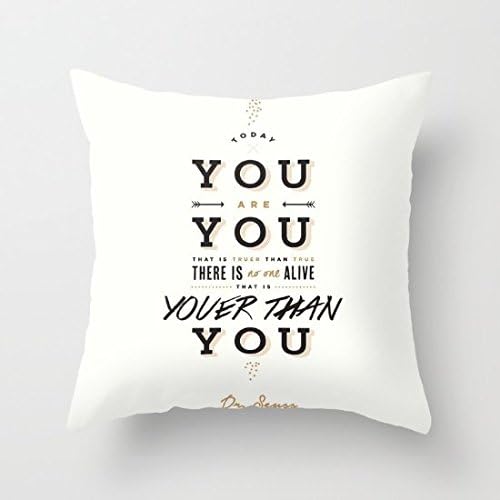 Decorative Pillow Case Dr Seuss on White Cushion Cover 18" x 18"