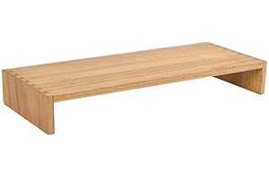 KIRIGEN Monitor Stand Wooden -Desk Stand Wood for Computer/Laptop/TV Printer - Monitor Arms & Stands Desk Riser for Office Organizers -Desktop Workspace lenth 39cm Natural