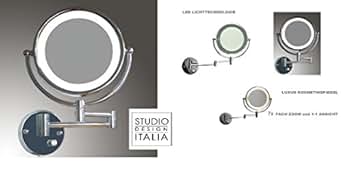 DESIGNER-Luxus Kosmetikspiegel mit LED Beleuchtung -WANDSPIEGEL 7-Fach