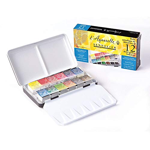Sennelier Aquarellfarben Metall Tin Von Pocket - Estuche de acuarelas (12 medios godets)