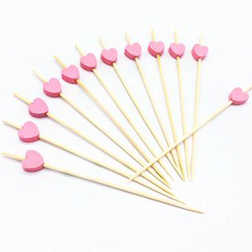 100x Demarkt Cocktailspieße Cocktail Picks Partypicker Deko Picker Herz Rosa