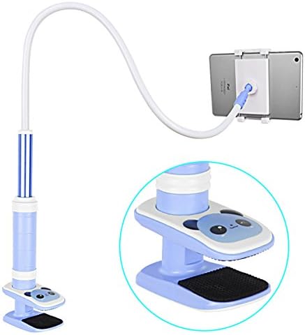 [Cartoon Version]Tryone Gooseneck Tablet Stand Mount Holder/ iPad Stand Mount Holder/ Nintendo Switch Mount Holder for iPad or Android Devices 4-12 Inches, 38 Inches Overall Length(Blue Bear)