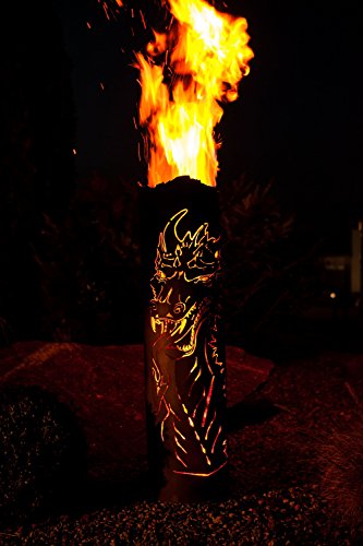 Feuersäule „Magischer Drache“ 125cm von Ferrum Säule Edelrost Rost - 4