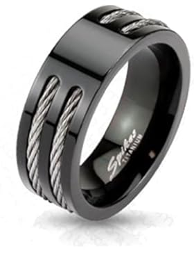 Paula & Fritz® Titan Ring Stahl Wire verfügbare Ringgrößen 60 (19) – 72 (23) R-TM-3653