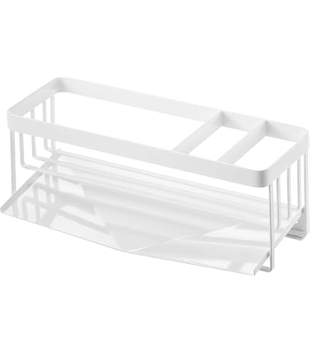 Yamazaki TOWER - Porta Utensili Da Cucina Con Tagliere Integrato, Bianco, Acciaio/resina ABS, 30x6.8x14.3 Cm