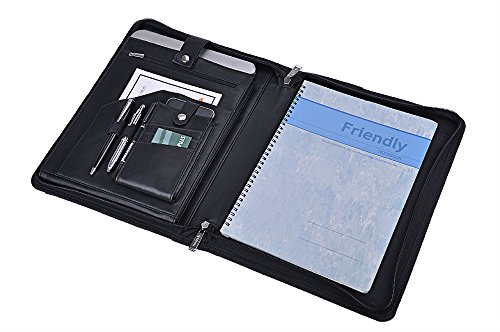 Deluxe Leder Laptop-Tasche mit Notizblock-Halter passend Microsoft Surface Book / MacBook 13-Zoll, Schwarz