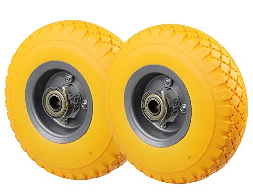 HRB PU Rad 260 mm - Pannensicher je 130 kg Traglast, Metallfelge (Gelb, 2 Stück)