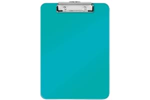 Leitz – Porte-bloc A4, Capacité 75 Feuilles, Clip Métallique Solide, Crochet de Suspension, Polystyrène, Menthe WOW, 39710051