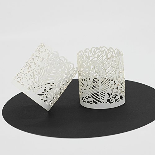 Generic 50x Papier Führte Kerze Lampenschirm Licht Halter Teelicht Wrapper – Weiß, One size - 4