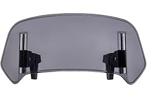 Crevyteg Windabweiser Motorrad, Motorrad Windabweiser Verstellbare Clip-on Windschutzscheibe Spoiler Zubehör, Motorrad Windschild Luftabweiser für die Meisten Motorräder, Roller,Grau 28.5x12cm