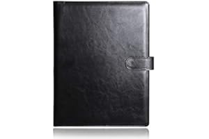 Porte-document A4 Laconile, simili cuir, porte-bloc-notes robuste pour bureau, conférence, bloc-notes 25X32cm noir